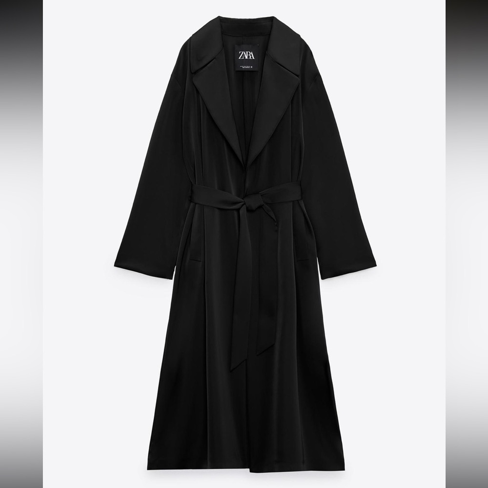 Zara Satin Black Topcoat